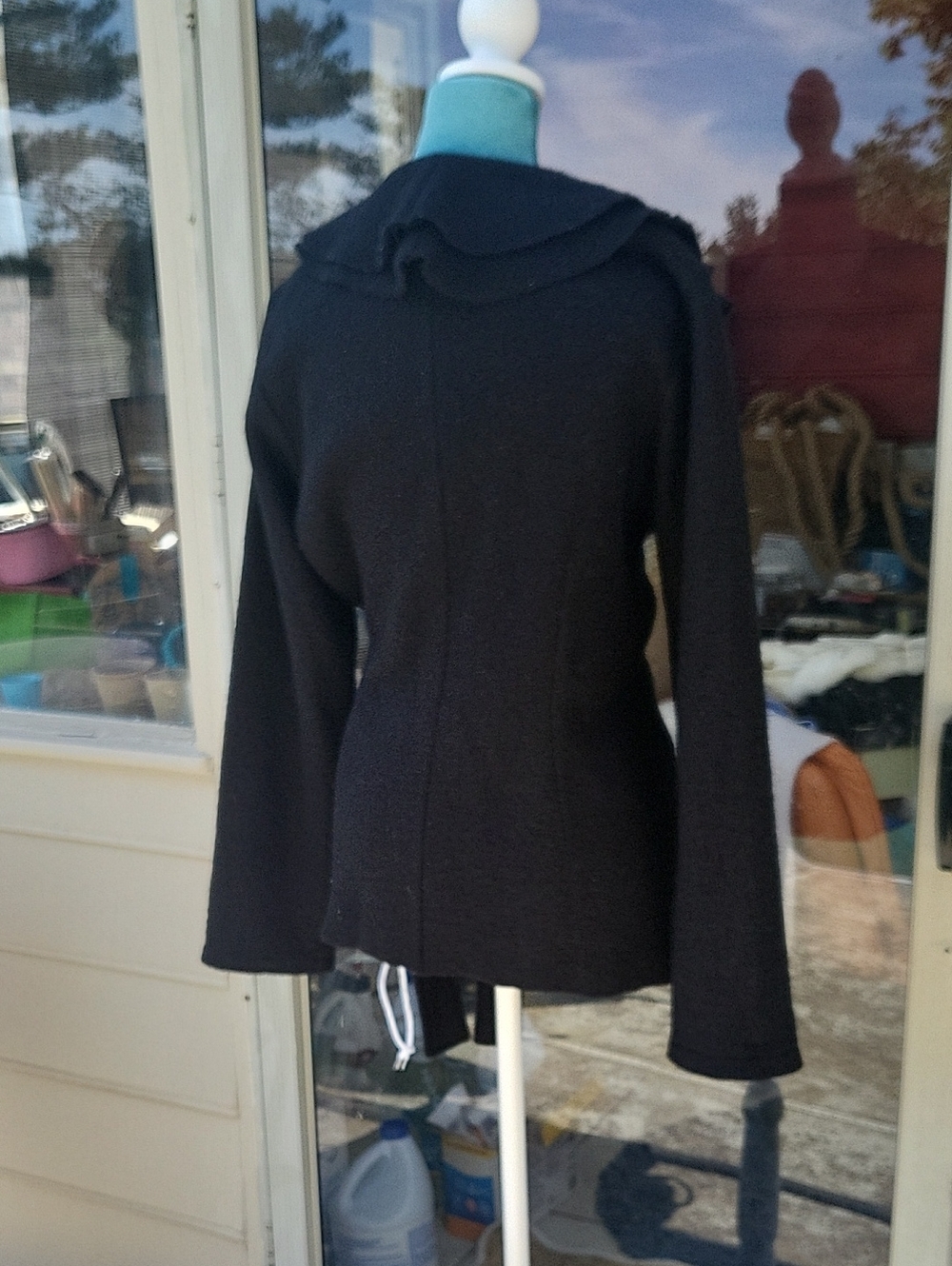 Black Ruffle Front Knit Cardigan - Picture 4 of 5